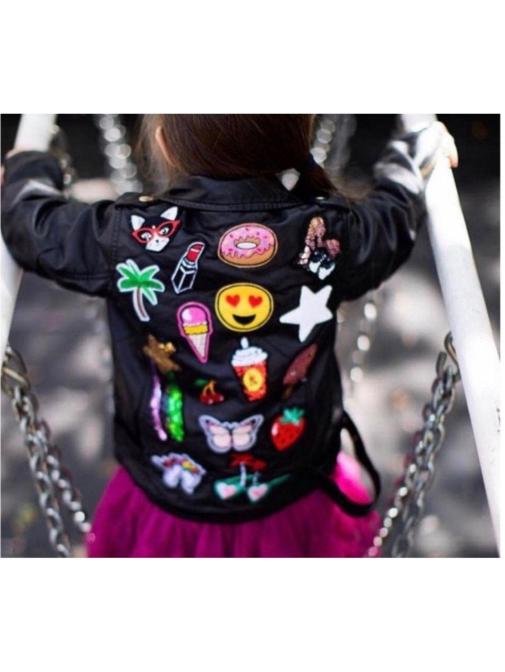 Lola + the boys leather patch jacket size 1